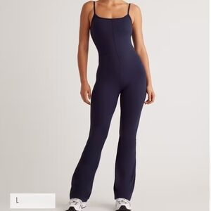 Quince Ultra-Form Kick Flare Jumpsuit Deep Navy XL NWT